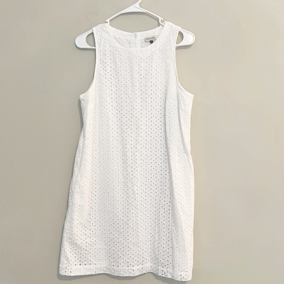 Court & Rowe White eyelet Sleeveless lined pocket summer dress women size 10 - Picture 3 of 6